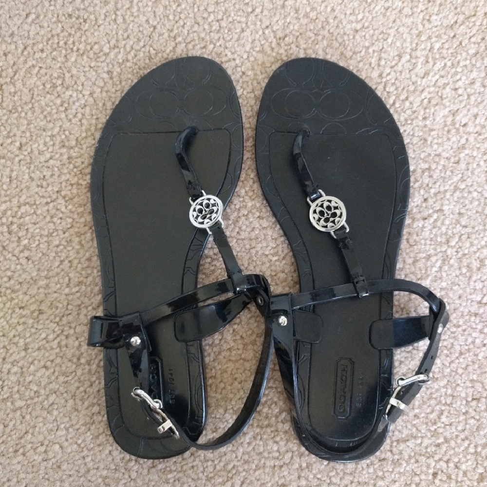 Coach Black Jelly Strappy Sandals in 7